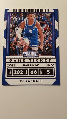 Panini 2020 Contenders Draft Pick RJ Barrett #12 - Game Ticket Purple