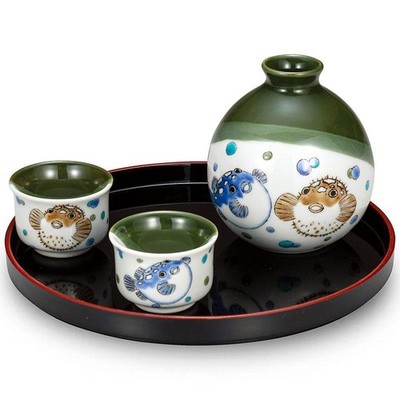 Kutani Ware Evening Drink Set Fugu Harisenbon Japan 5.5cm (2.2in)