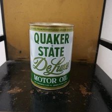 Vintage Original QUAKER STATE DELUXE MOTOR OIL Can - EMPTY
