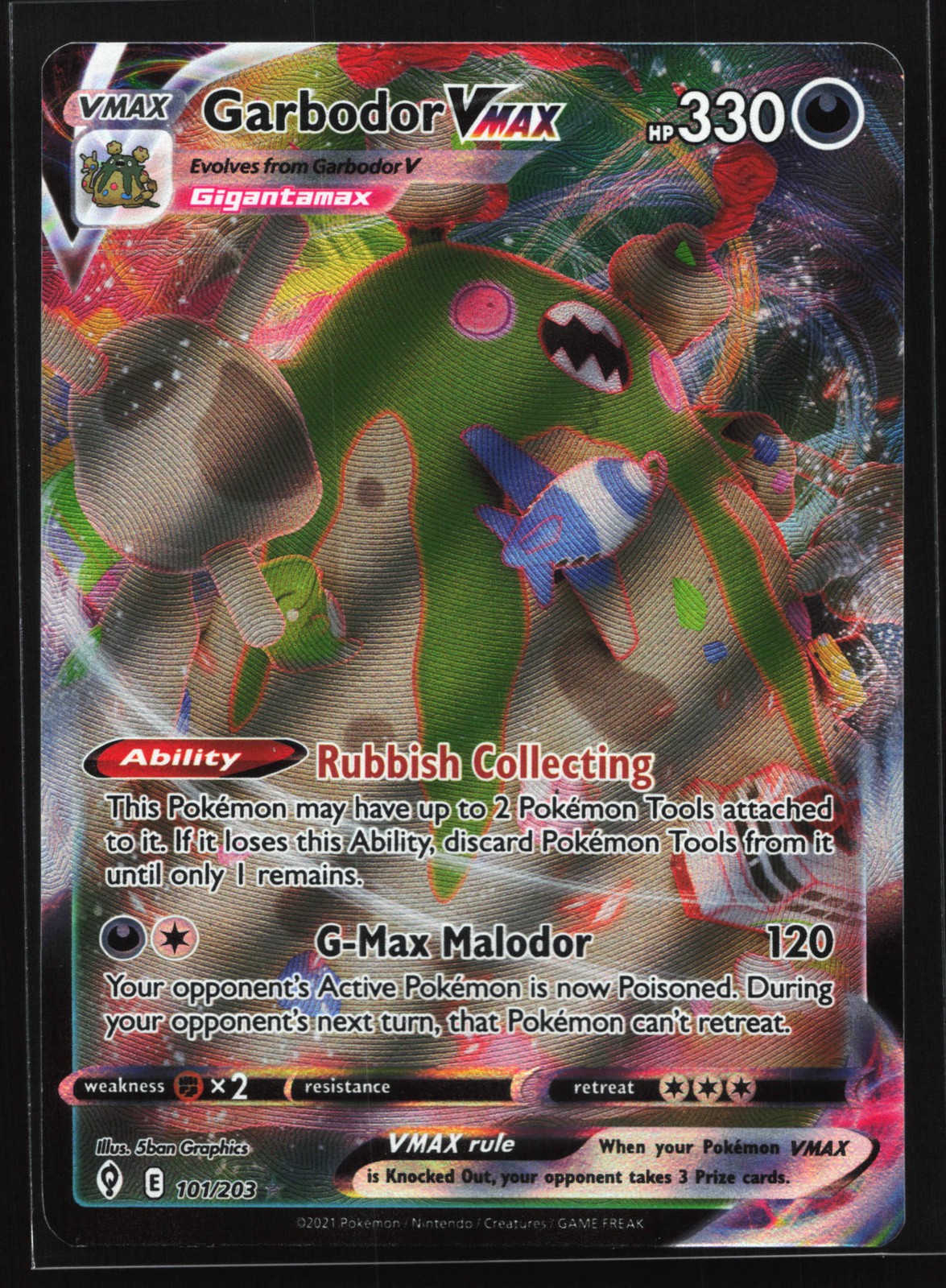 Garbodor VMAX 101/203 SWSH07: Evolving Skies Ultra Rare Pokemon Card