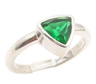 925 Sterling Silver Vintage Ring Emerald Geometric Solitaire Band  Sz 9  RG35250