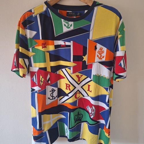 Polo Ralph Lauren Shirt Mens Colourful Yacht Club RLYC Nautical Flag Preppy L