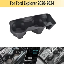 JJMY CENTER CONSOLE PANEL DRINK CUP HOLDER FOR FORD EXPLORER 2020-2024 BLACK