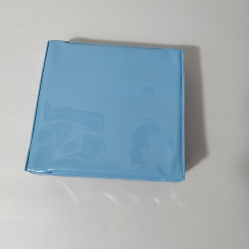 Bolso sin asas cosmético Estee Lauder estuche con soporte de plástico azul vintage 5" - Imagen 4 de 5