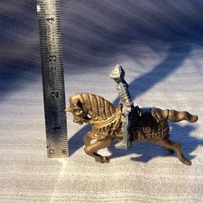 Vintage Detailed Plastic Silver Medieval Knight Gold Horse Toy Figurines