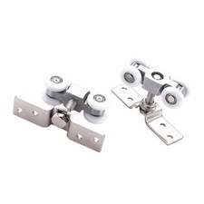 2Pcs Sliding Door Roller Rail Track Wheel Set 4 Wheels Heavy Duty Hanging Pulley