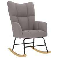 Schaukelstuhl Stoff Taupe Gepolstert Sessel Relaxsessel Wohnzimmer