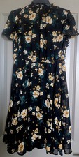 Torrid Black Floral Chiffon Mini Dress Short Sleeve Smocked Neck Size 0 Plus