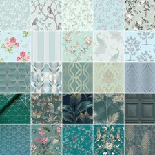 Sarcelle & Vert Peint - Animaux Rayures Fleurs Panneau Géométrique Metalique +