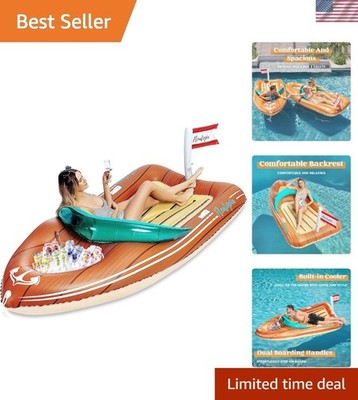 98.5'' Boat Float with Cooler - Perfect for Pool Parties & Relaxation