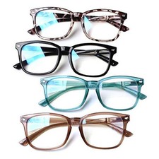 4-Pack Blue Light Blocking Reading Glasses Women Men,Spring Hinge Computer