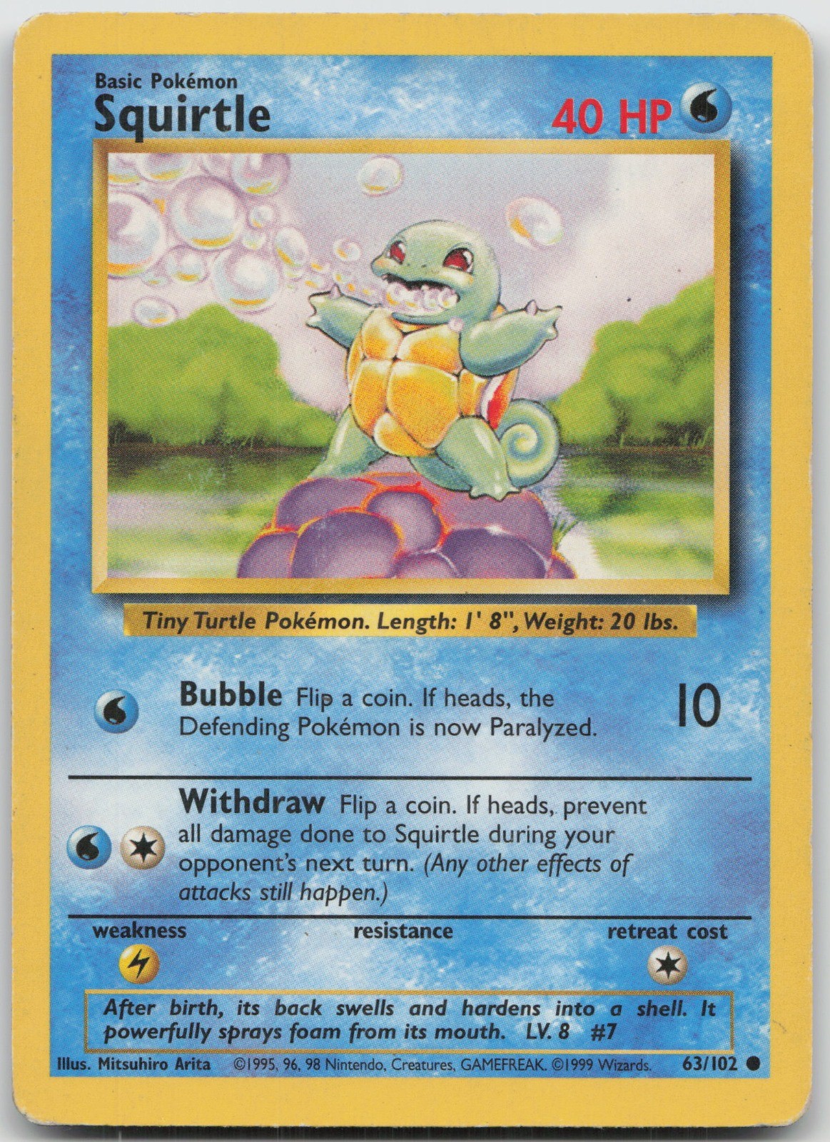 Squirtle Common Base Set 063/102 MP Mitsuhiro Arita