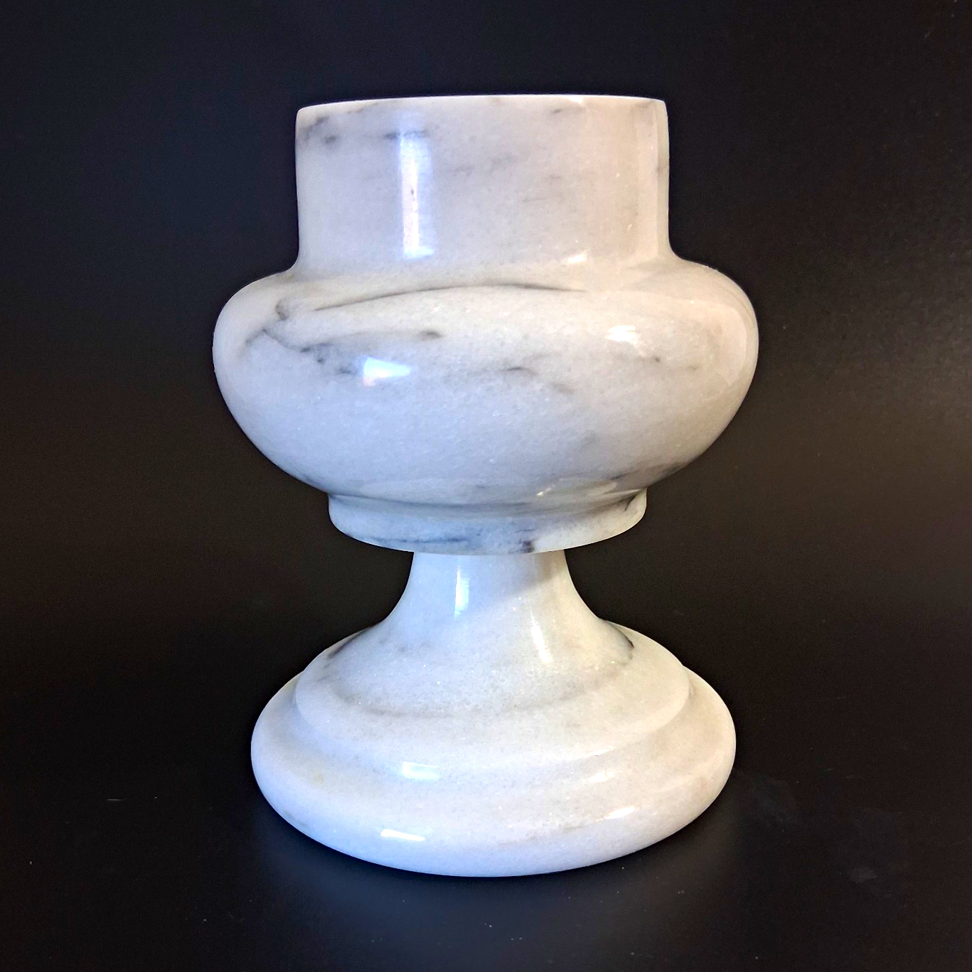 Vintage Gailstyn-Sutton White Marble Candle Holder Pedestal Pillar Taper 1980s