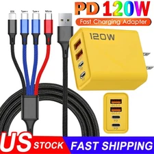 120W 4 in 1 Multiple USB Fast Charger & Cable For Samsung Galaxy S25 S24 S23 S22