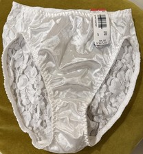 Vtg Maidenform Panties 90s Seduction Satin Lace High Bikini Sz 5 Small Sheer