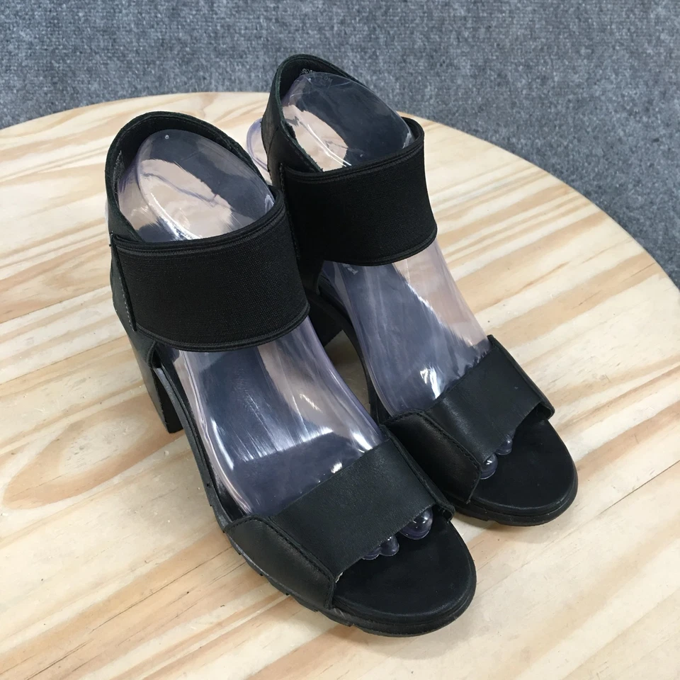 Sandalias Sorel para mujer 8 Nadia correa al tobillo negras punta abierta tacones bloque NL3237-010 Foto 3 de 4