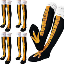 4 Pair 25.6 Inch Chicken Leg Socks,Crazy Funny Chicken Leg Socks for Women Men,N