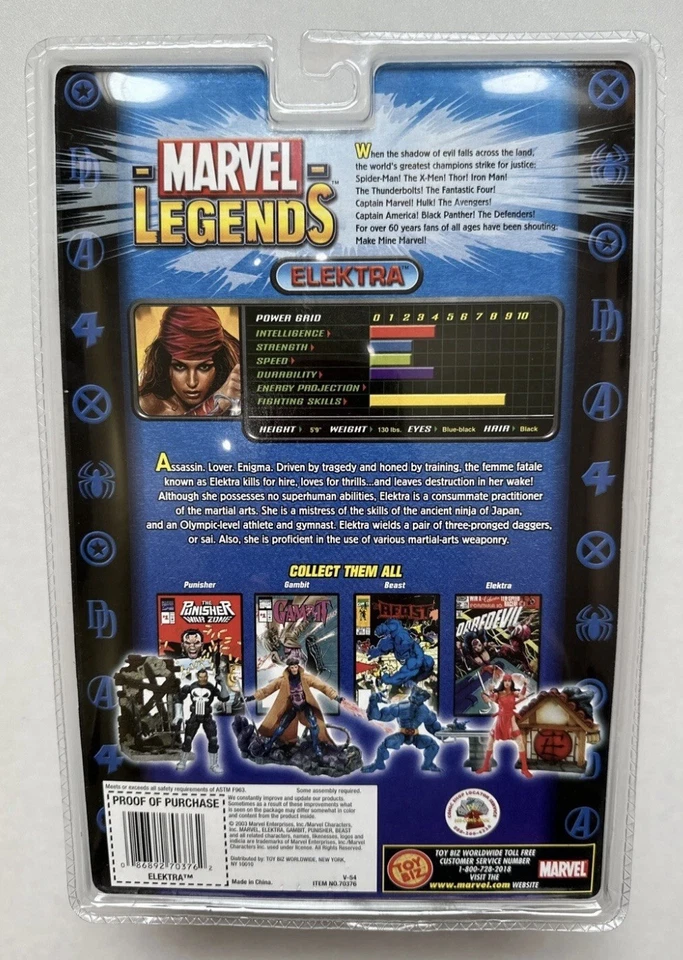 Figura de acción ELEKTRA Marvel Legends Serie IV 4 Toy Biz 2003 NUEVO SELLADO Foto 2 de 2