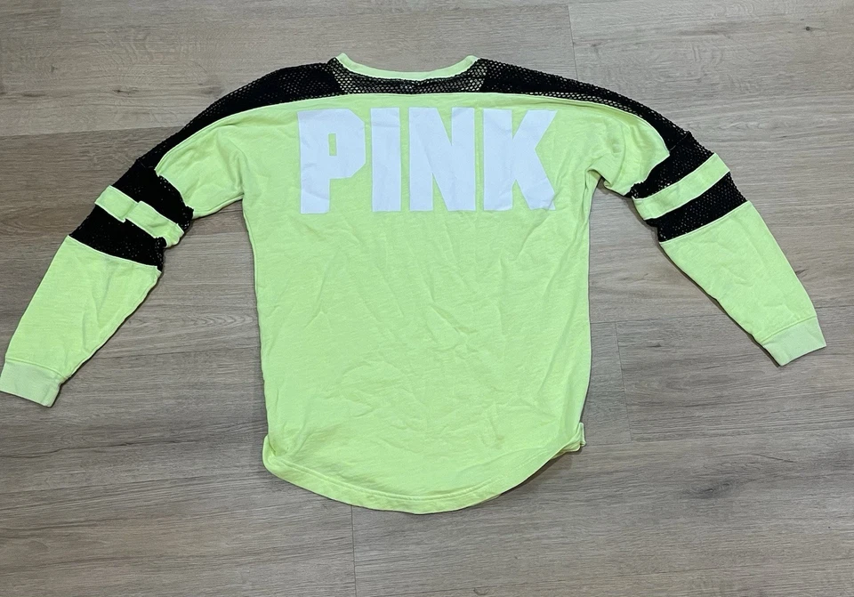 Victoria's Secret розовый графический неоновый Varsity экипажа большого размера сетки толстовка размер M - Изображение 4 из 4