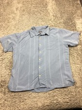 Van Heusen Button Up Shirt Mens Size XL Blue Short Sleeve 17-17.5 Rayon
