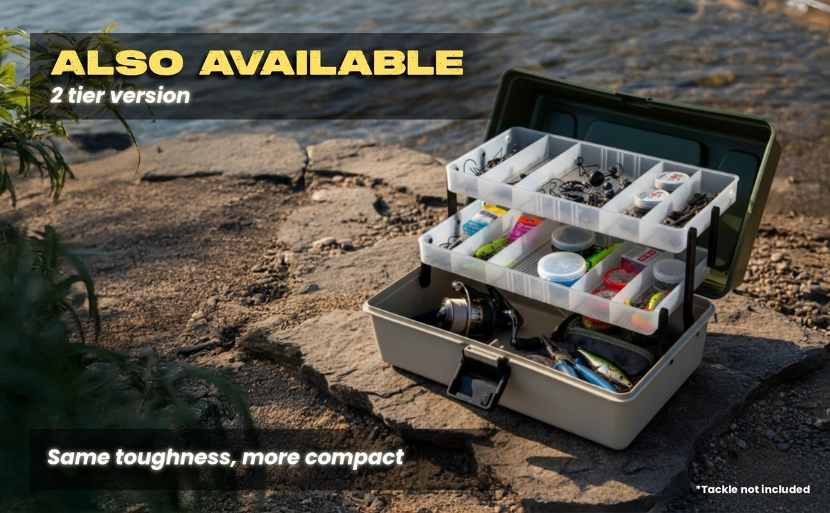 Roddarch Fishing Box Roddarch 3-Tray Cantilever Fishing Tackle Box Tough Box  Storage