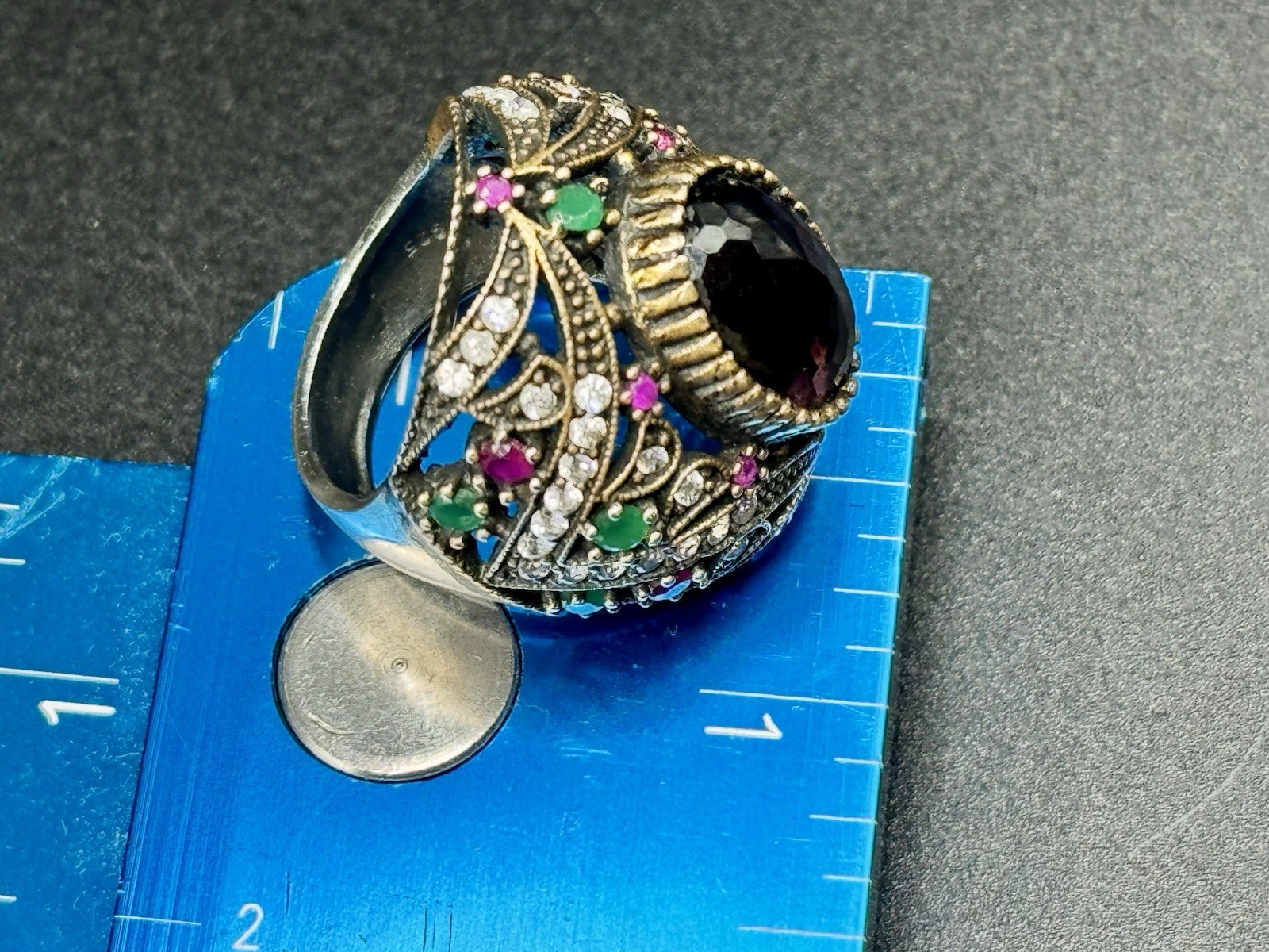 Statement Ottoman Style Sterling Silver Multi-Sto… - image 10