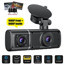 1080P FHD DVR Dash Cam Video Recorder Dual Lens 3" Car G-Sensor Front And Inside