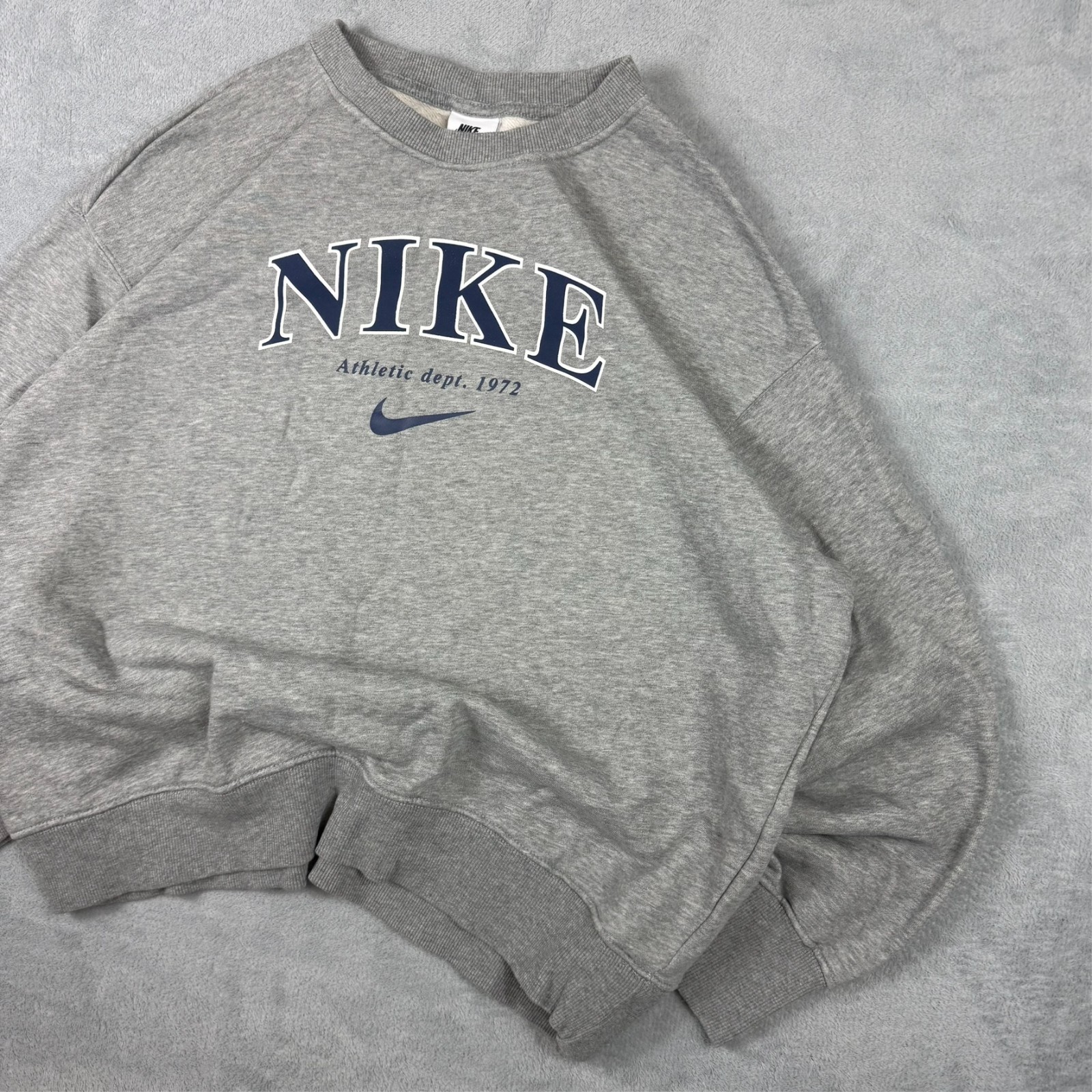 Vintage Nike Athletic Dept 1972 Grey Oversized Size Small Pullover Sweatshirt image 3