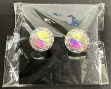 Aurora Borealis Round Stud Earrings 