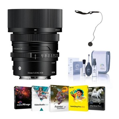 Sigma 35mm f/2 DG Contemporary Lens for Sony E, Black, Bundle with Software Kit,