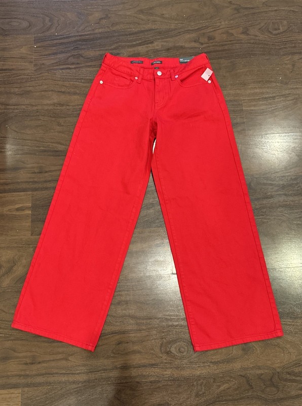 Wild Fable Women's Red Low-Rise Wide Leg Baggy Jeans Size 6 Reg (30X31) NWT!