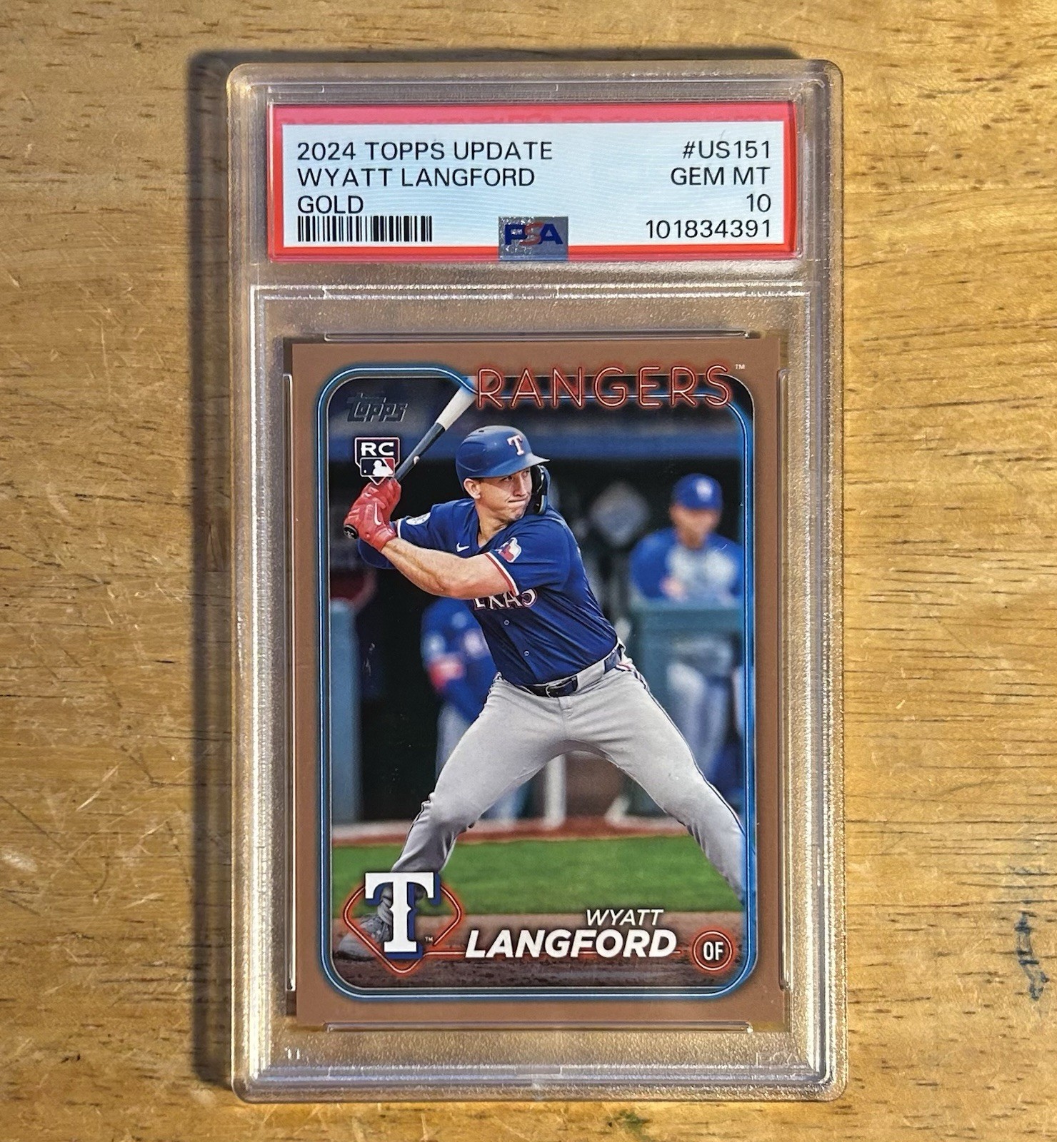 2024 Topps Update Series Wyatt Langford #US151 Gold /2024 RC Rookie PSA 10