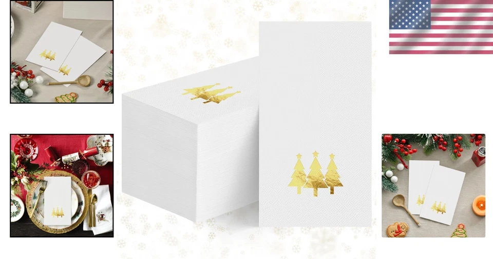 一次性纸餐巾金箔树手巾派对晚餐厨房 — 第 2/4 张图片