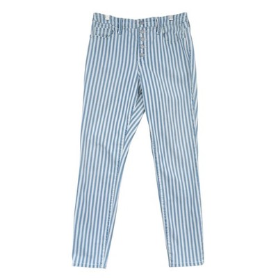 Universal Thread Striped Skinny Jeans Women 12/31R Cotton Blend Blue White