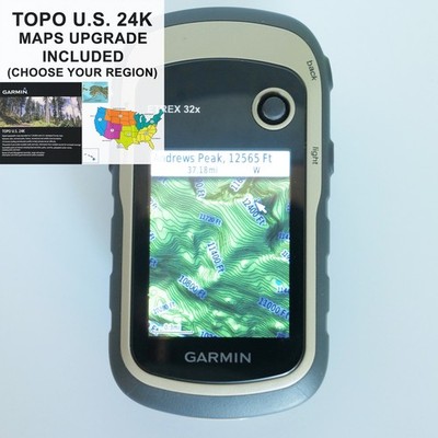 Garmin eTrex 32x GPS w/ Maps Upgrade TOPO US 24K High Detail Trails Topographic