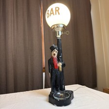 Vintage 60&rsquo;s BAR Lamp W/ Glass Lamp Shade & Ashtray Drunk Man Charlie Chaplin