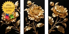 Rub on Transfer Decals for Furniture Crafts - Golden Peony UV DTF Stickers for W