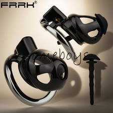 ABS Resin Black Men Chastity Cage with Aluminum Alloy Ring Lock Restraint Device
