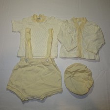 Vintage 1950s Kid'N Cotton Ivory/Cream 4-Piece Knitted Baby Clothes 12 Months