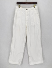Nili Lotan Leon Boy Womens White Mid Rise Cotton Linen Trouser Pants Sz 4