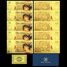 10 Stck. UK Prinzessin Diana Goldfolie Banknoten &pound;10 Plastik Geld Sammlerst&uuml;ck Geschenk