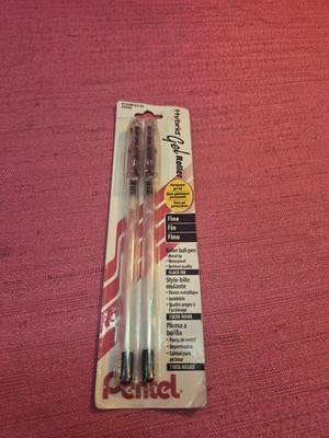 Vintage Pentel Hybrid Gel Roller Fine 0.3mm Black Ink Pen 2 Pack Sealed NOS