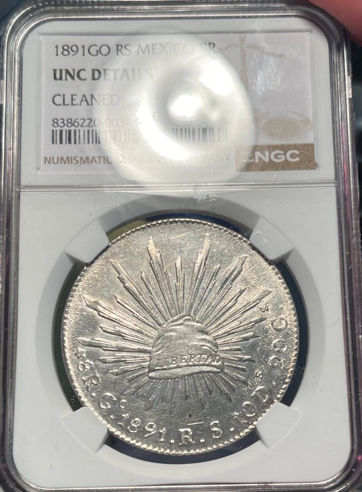 1891GO RS MEXICO 8R REALES NGC Unc Detalles Recién Calificados Foto 2 de 4