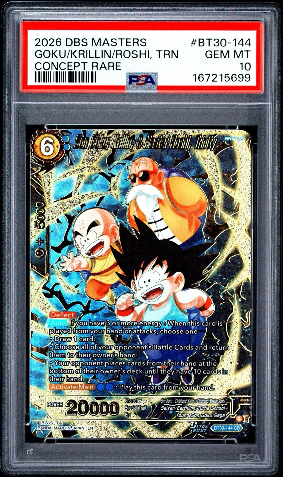 Dragon Ball Super Son Goku Krillin & Master Roshi Trinity CR BT30-144 PSA 10