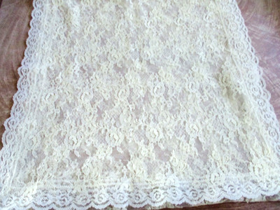 pale yellow polyester lacey runner floral 72 x 17