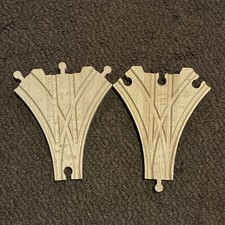 Wooden Train Track Y-Switch Pieces Brio Compatible Set of 2 Track Switches