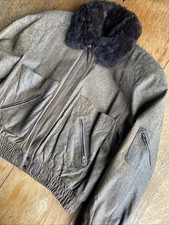 Vintage Lambros Unisex Leather Bomber Brown Jacket Medium
