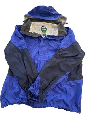 L.L.Bean Factory Store Men's Blue and Navy Blue Hooded Jacket Size Large