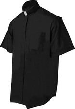 Black Short Sleeve Clergy Shirt