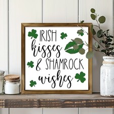 St Patricks Day Wooden Plaque Irish Kisses Shamrock Wishes Design For Friends